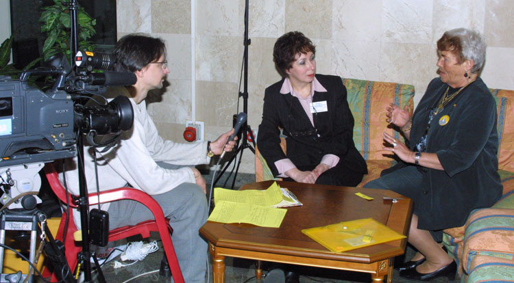 Alva Uddin being interviewed by Russian television.